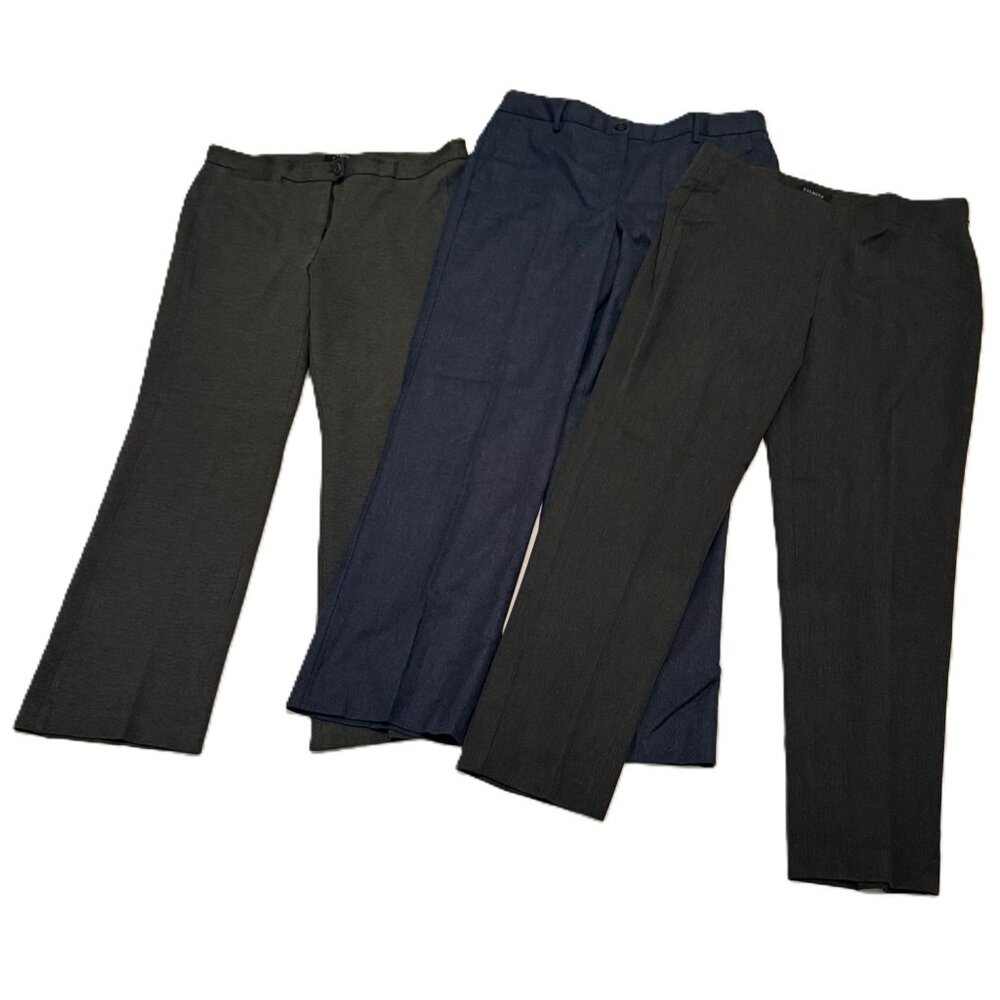 Lot Of 3 Talbots Womens 12 Dress Pants Gray Blue Classic Business Career Y2K